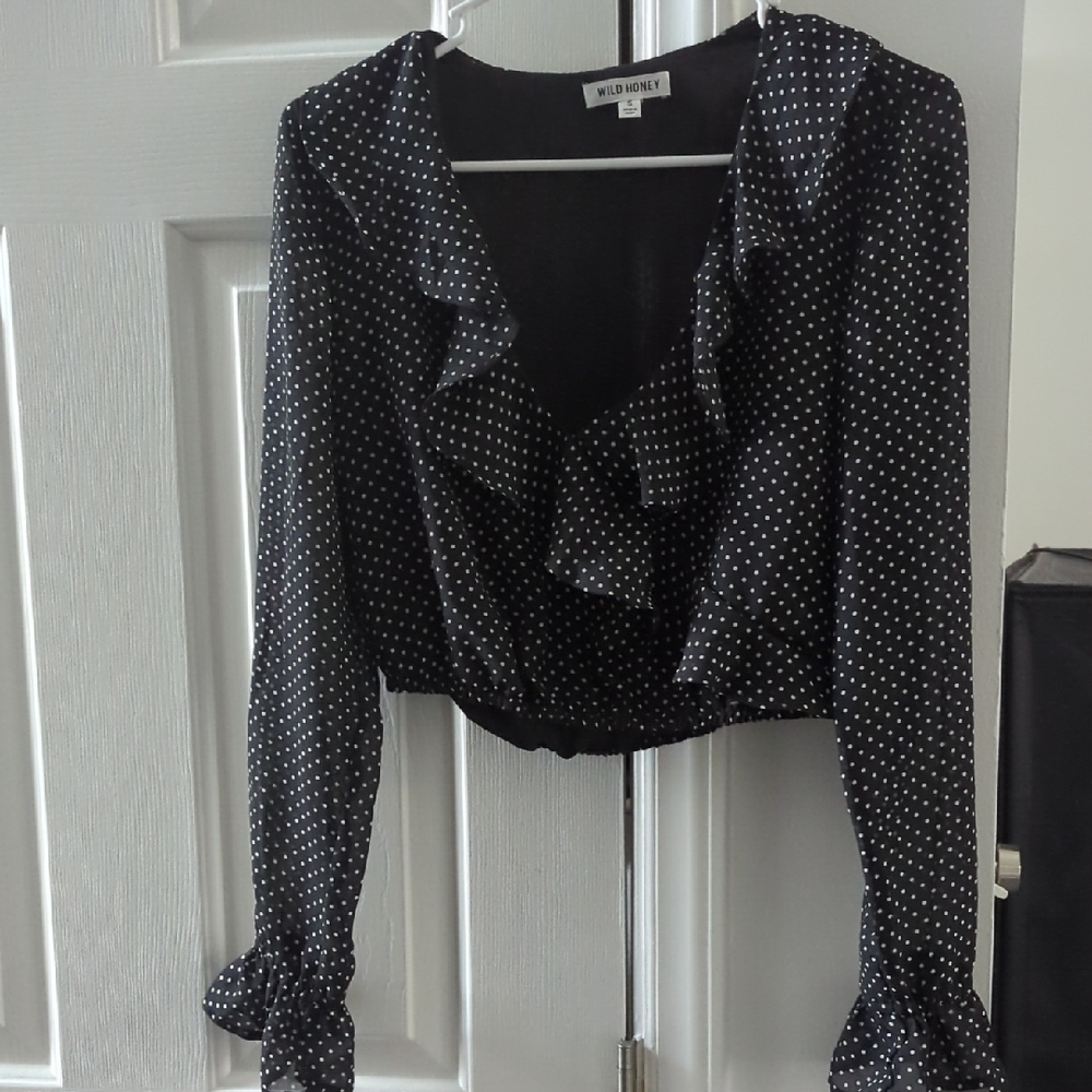 Wild Honey Black and White Ruffle Blouse